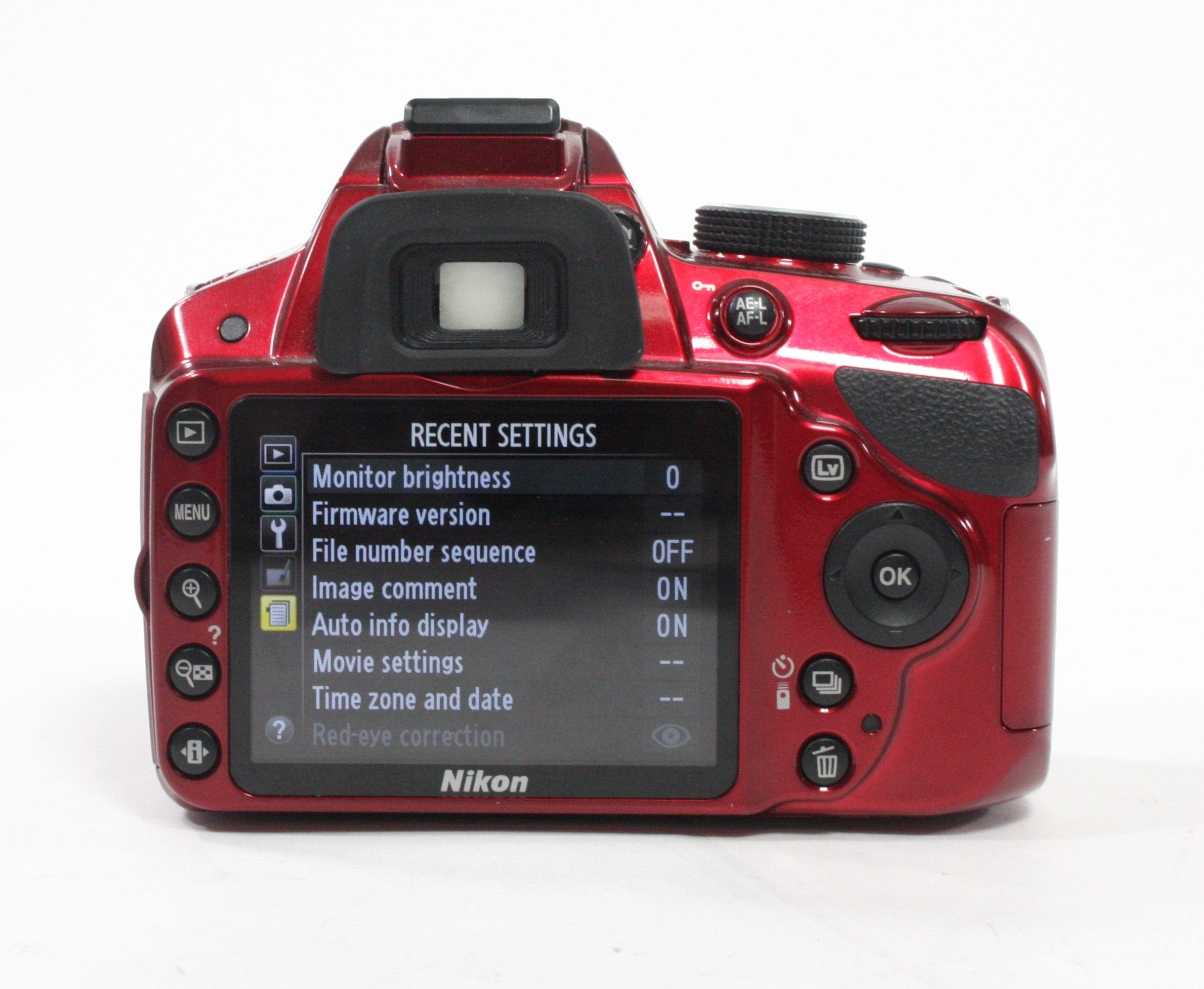 Nikon D3200 DSLR with 18-55 f/3.5-5.6 GVRII Lens with Shutter Count 3,531 (Red)