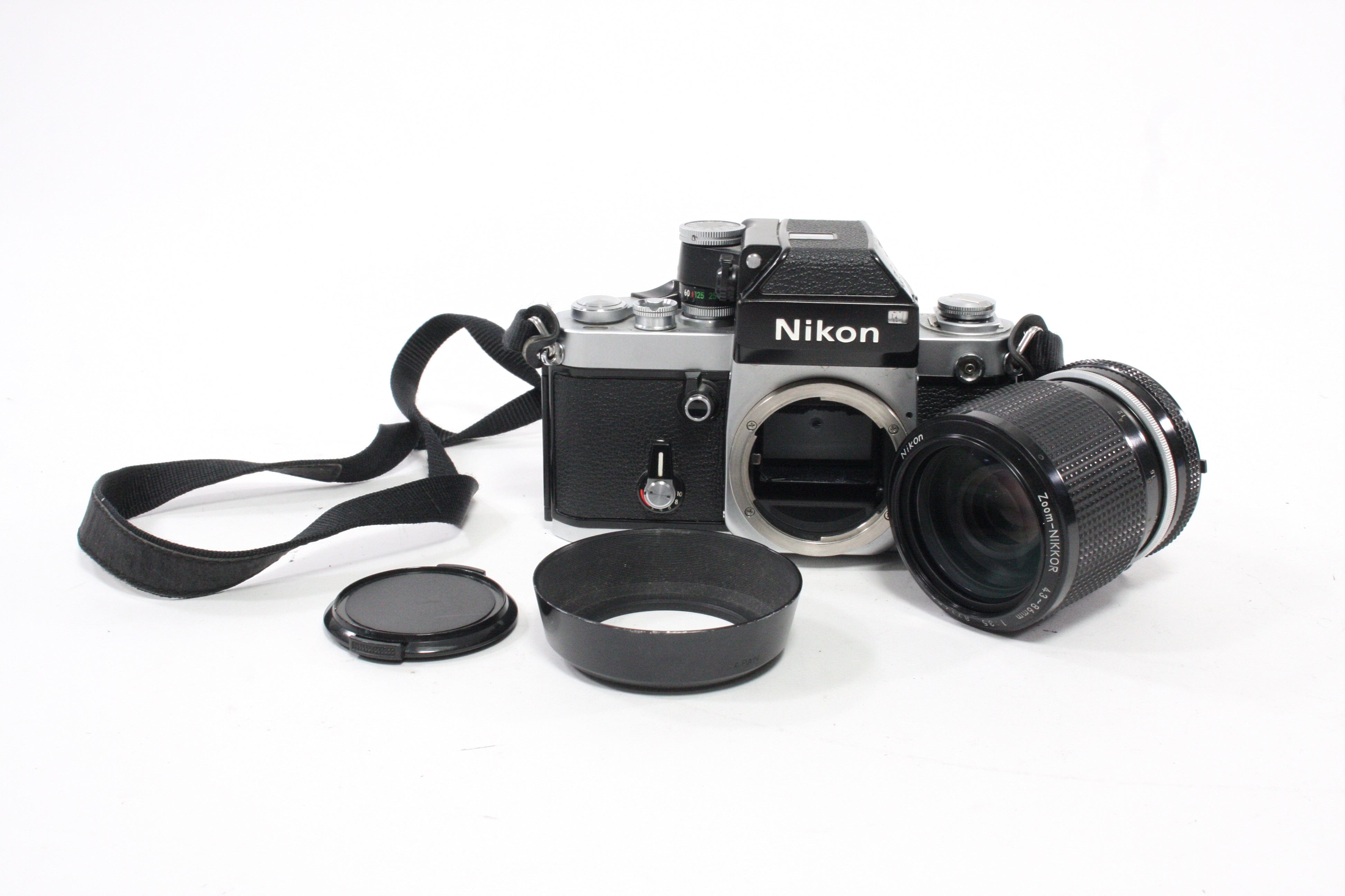 Nikon F2 35mm SLR Camera with 43-86mm f/3.5 Zoom Lens and AP-1 Finder