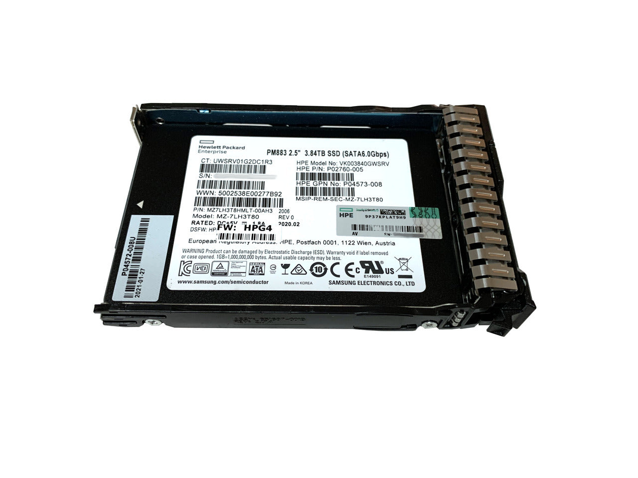 P47492-001 HPE S4620 3.84TB SATA 6Gbps Mixed Use 2.5-Inch BC Solid State Drive for G10+ Server