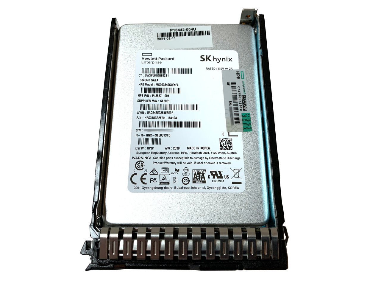 P48137-001 HPE PM893 3.84TB SATA 6Gbps Read Intensive 2.5-Inch Solid State Drive for G8/G10 Server