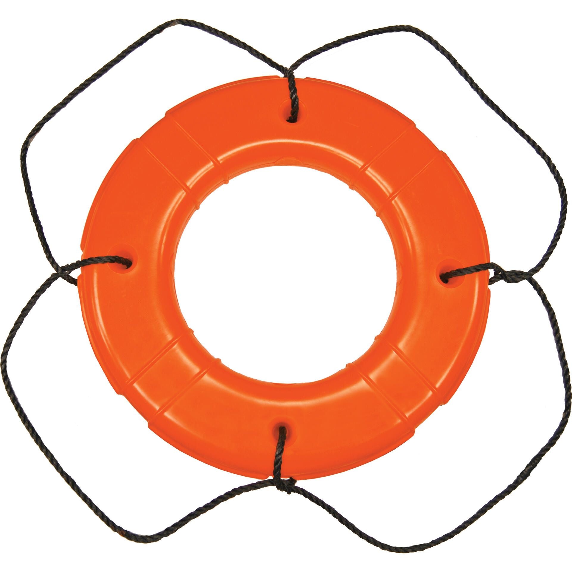 Taylor Made Products 569 Taylor Polyethylene Hard Shell Life Ring w/Black Rope, 24" Orange