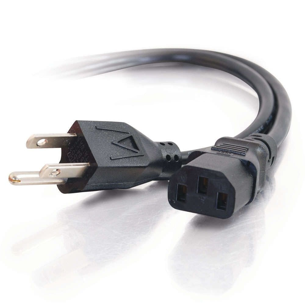 Power Cord Server Grade 18 AWG NEMA 5-15P to IEC320C13, TAA Compliant, Black (6 Feet, 1.82 Meters)