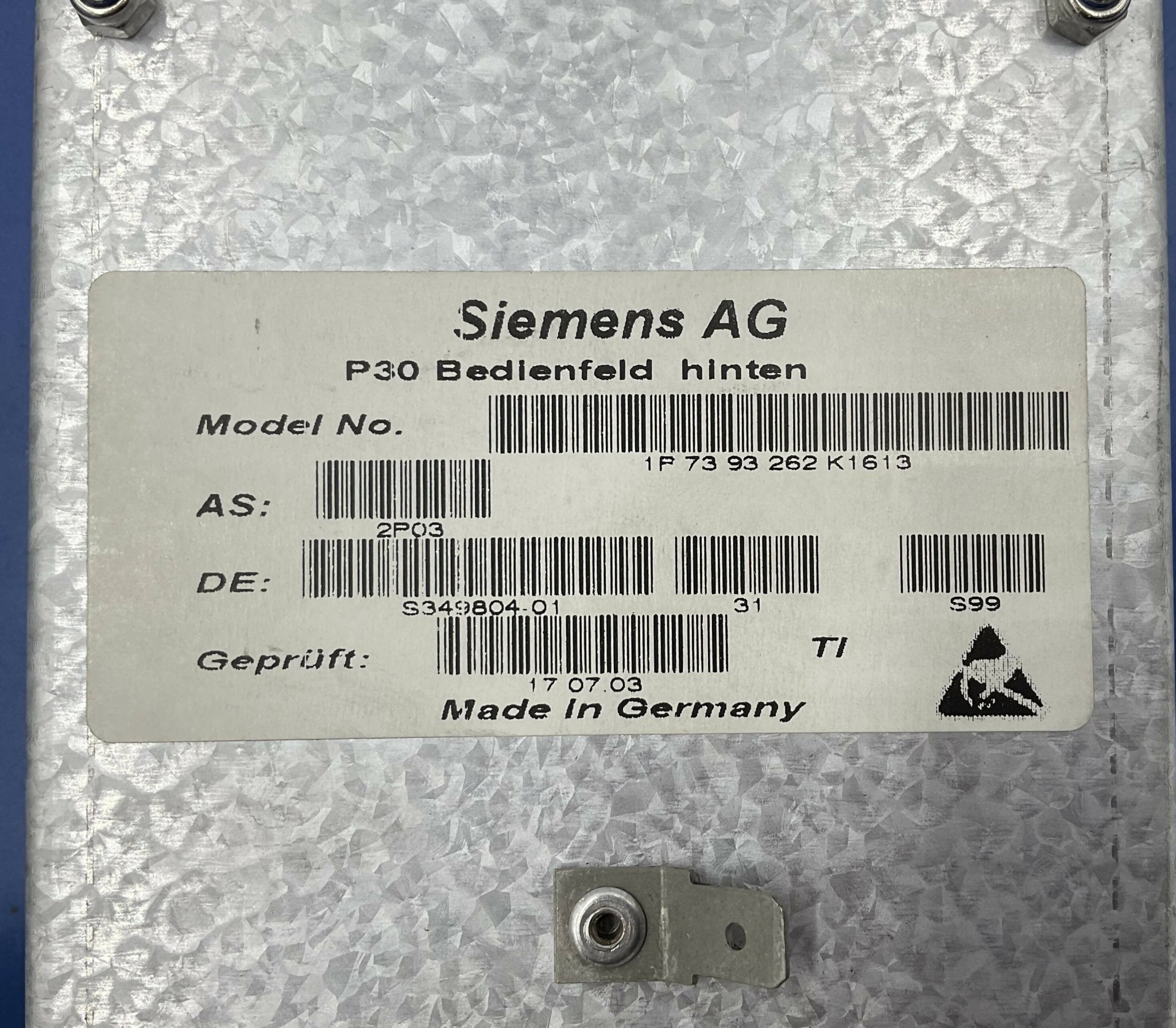 REAR CONTROL PANEL (07393262/7393262 SIEMENS