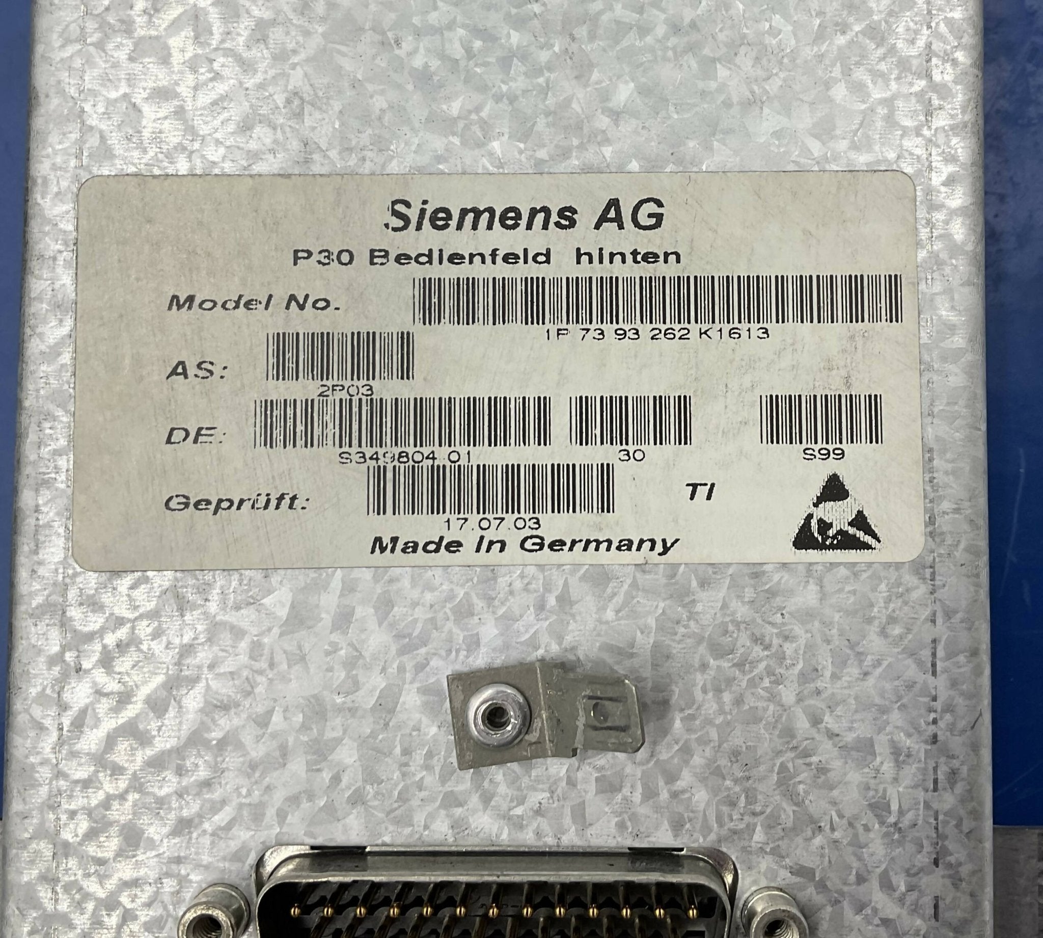 Rear Control Panel (07393262/7393262 SIEMENS