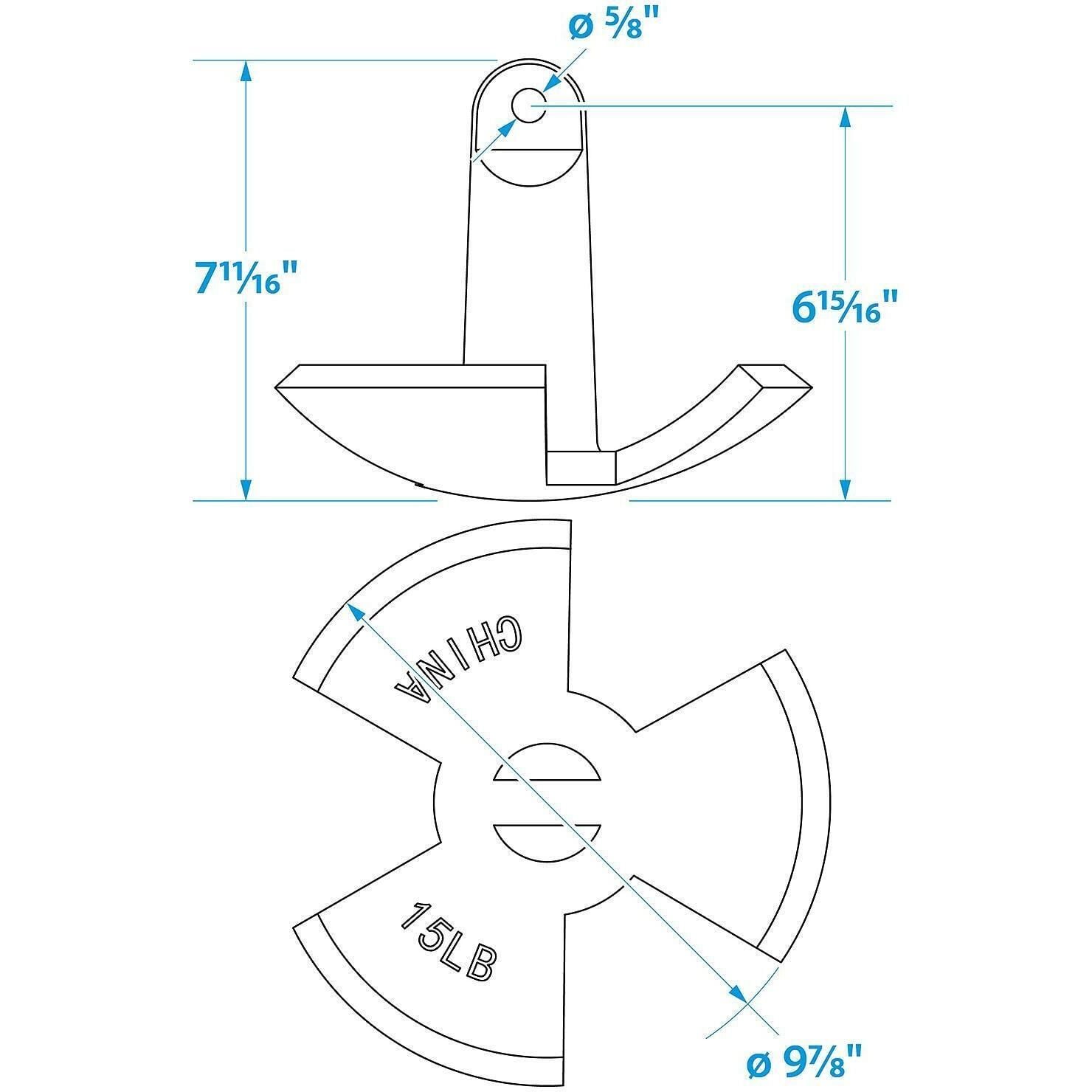 Seachoice 50-41500 Black Vinyl Coated River Anchor, 12 lbs.