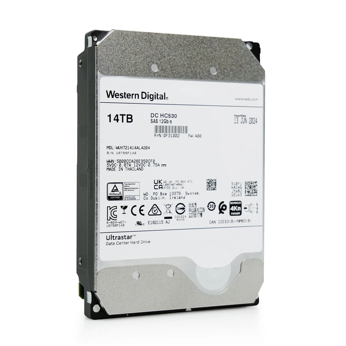 WD DC HC530 14TB 7.2K RPM SAS 12Gb/s 4Kn 3.5" HDD WUH721414AL4204 0F31002|306111493494