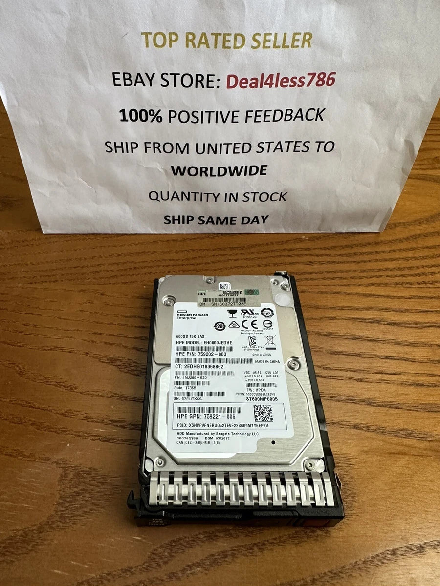 759212-B21/759548-001/748385-003 -HP G8 G9 600GB 12G 15K 2.5" SAS Hard Drive