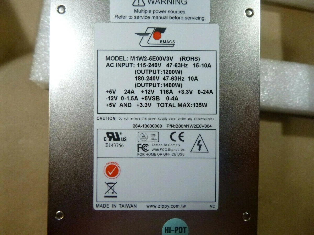 EMACS Zippy M1W2-5E00V3V, 2U Redundant Form ,1400W Gold 80 Power Supply