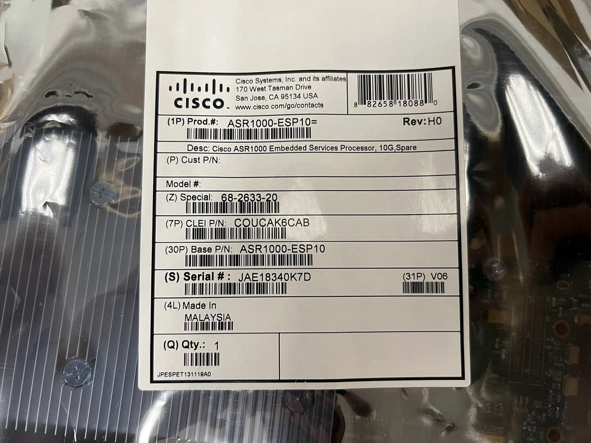 Cisco ASR1000-ESP10 10GB Embedded Services Control Processor Module