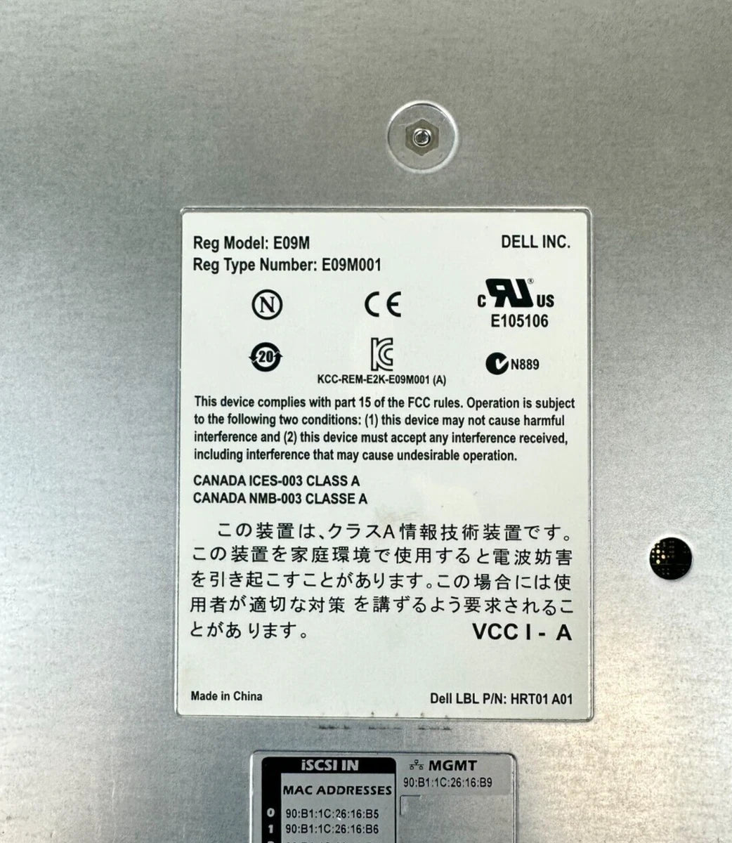 Dell HRT01 EqualLogic Type 11 Controller Module E09M A01 E09M001|277201280928