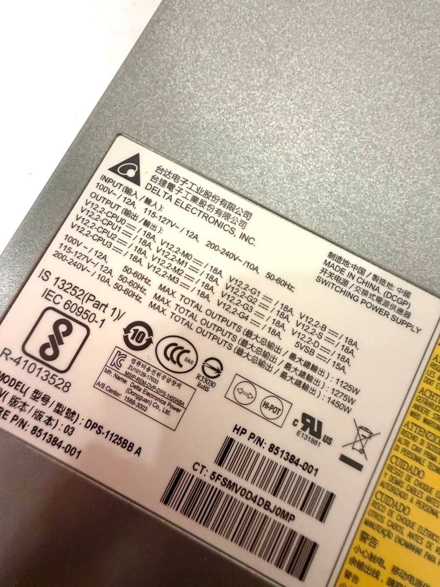 HP DPS-1125BB A 851384-001 Z8 G4 Workstation 1125W Power Supply