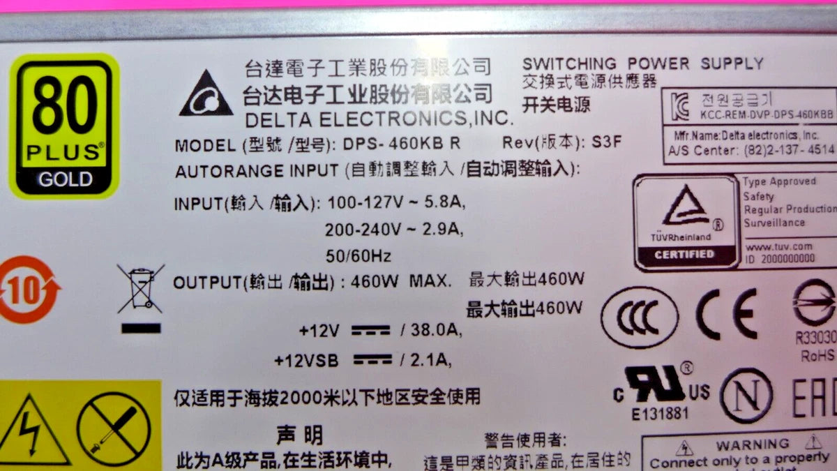 NEW Dell 460W 80Plus Gold Power Supply DPS-460KB R 8G5NC|155596551007