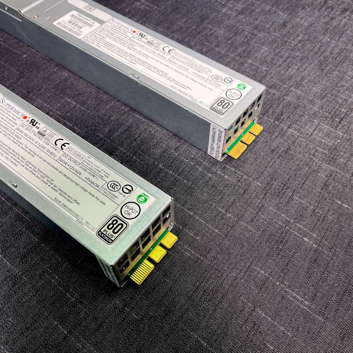 2x Supermicro 500W 1U Redundant Power Supply PWS-504P-1R/ 80 Plus Platinum/ NEW