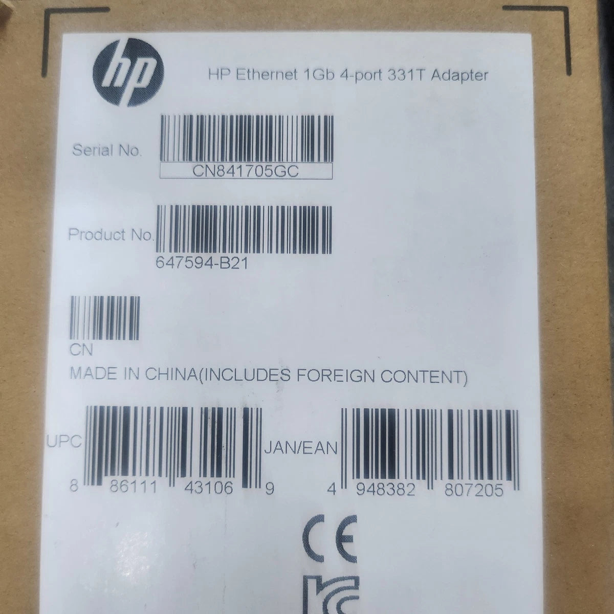 HP 331T 647594-B21 Ethernet 1Gb 4-port Adapter - NEW in Box!|226939817986