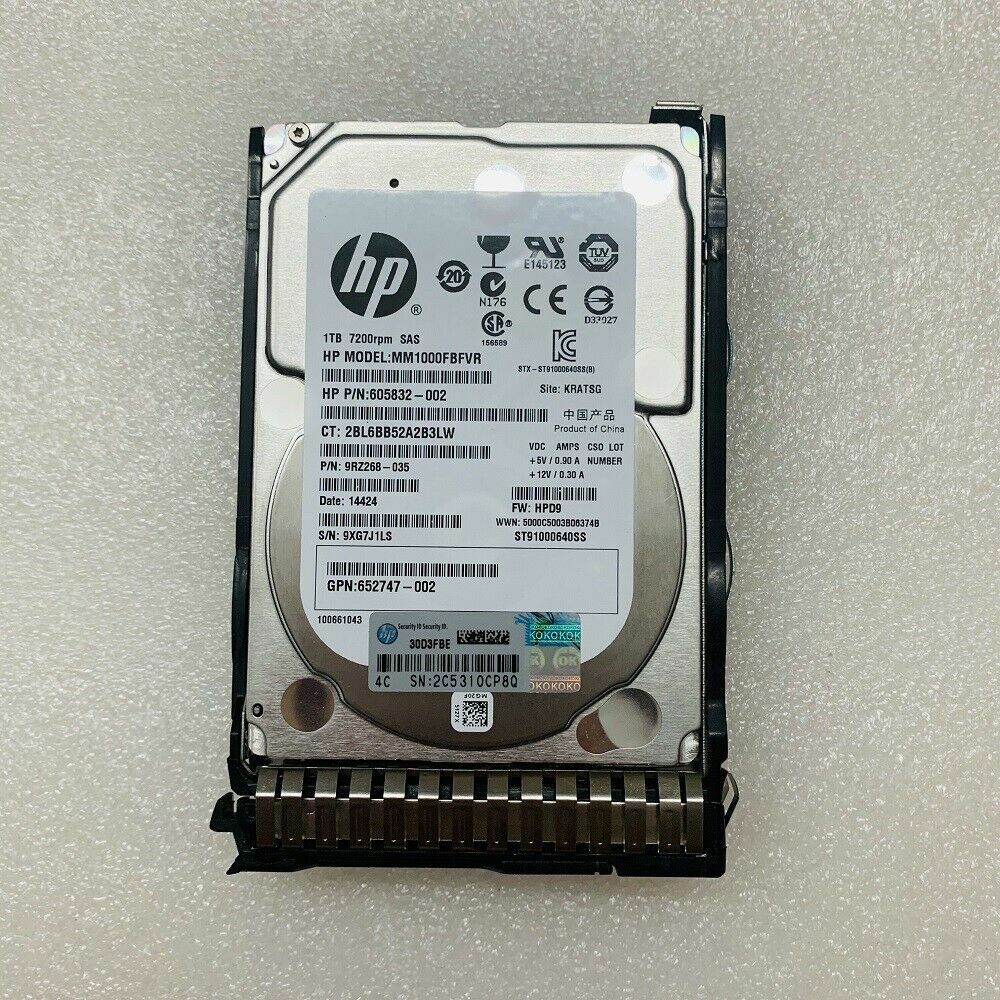 HPE 653954-001 652749-B21 1TB SAS 6Gb/s 7.2K 2.5 in SFF G8 G9 HP HDD Hard Drive