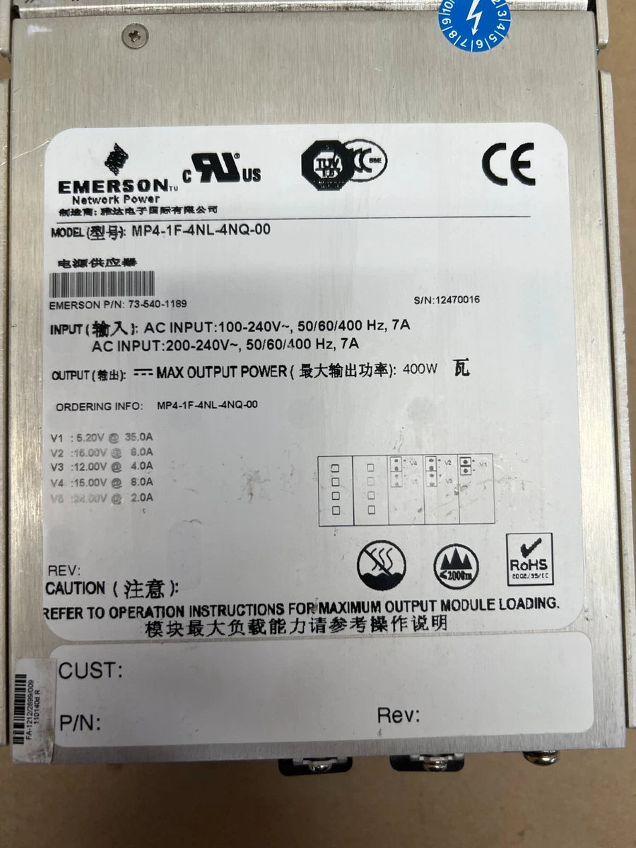 Emerson MP4-1F-4NL-4NQ-00 MVP Series Internal Fuse