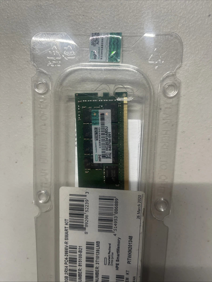 840758-091 HPE 32GB 2RX4 PC4-2666V DDR4 REG Server Memory 850881-001 815100-B21