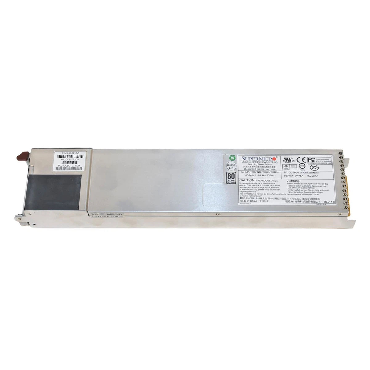 Supermicro PWS-920P-SQ 920W 1U 80 Plus Platinum Redundant Switching Power Supply|284230210648
