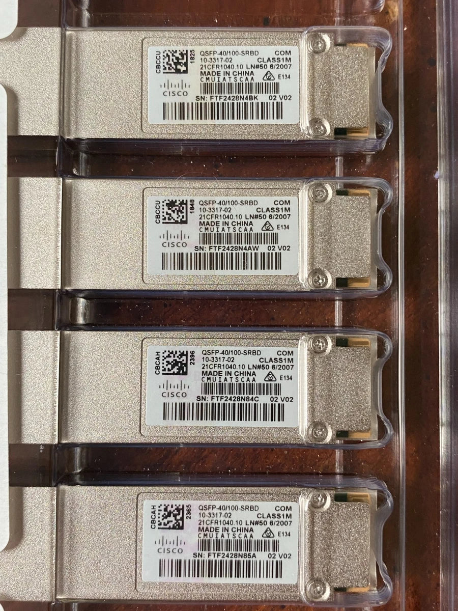 Lot of 4 Genuine Cisco QSFP-40/100-SRBD Transceiver Module 10-3317-02 - New