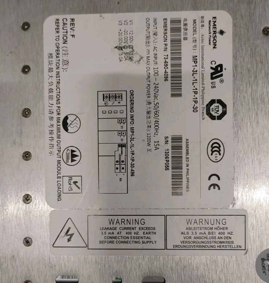 2x Emerson MVP SERIES MP1-3L-1L-1P-1P-30 ASTEC PSE2-230-H-072 P/N 73-690-4096|156501528371