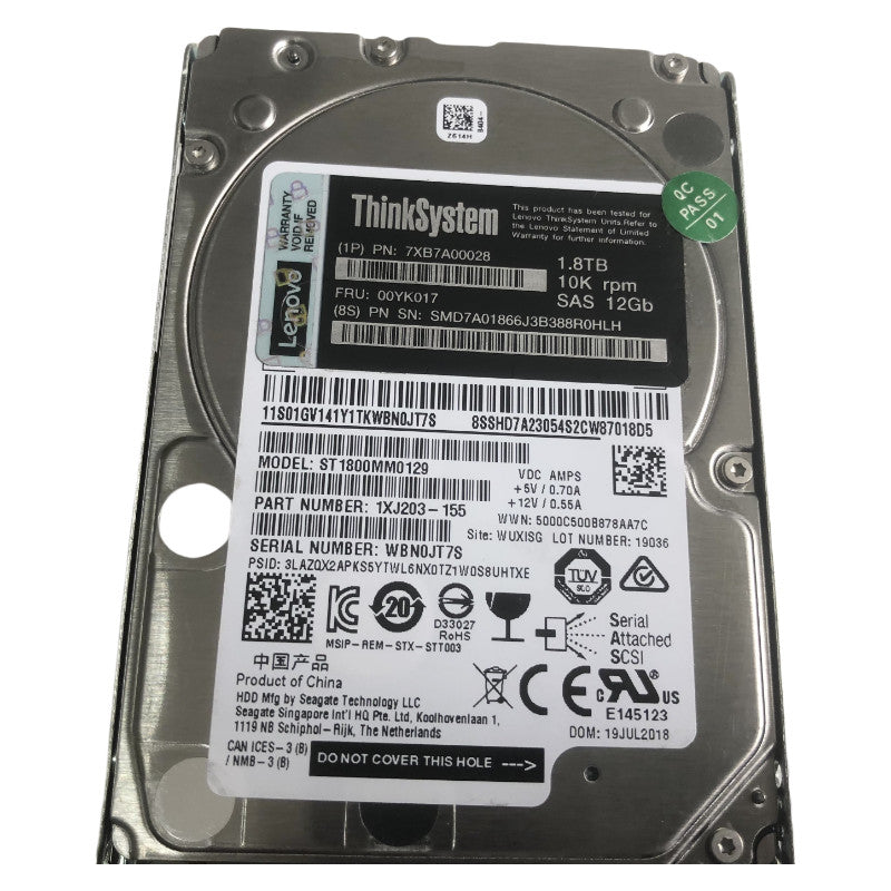 Lenovo/IBM 00YK017 7XB7A00028 2.5" 1.8TB 10K SAS 12Gb SR650 Hot Swap Server HDD