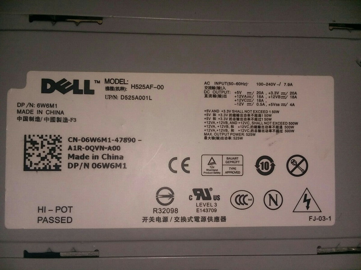 Dell Computer Power Supply 525W H525AF-00|174332954258
