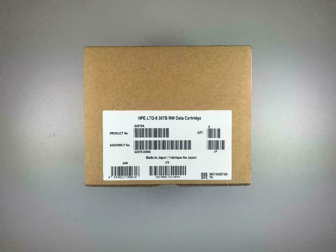 HP / HPE LTO-8 Cartridge # Q2078A Ultrium 30TB- Tape Drive Storage / Brand New