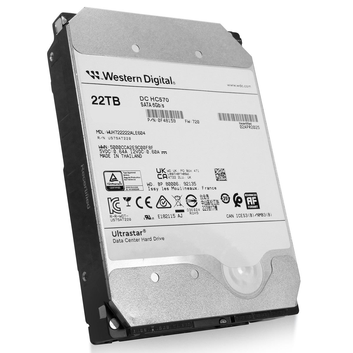 WD Ultrastar HC570 22TB WUH722222ALE604 0F48159 7.2K RPM SATA 6Gb/s 3.5" HDD|127261911965