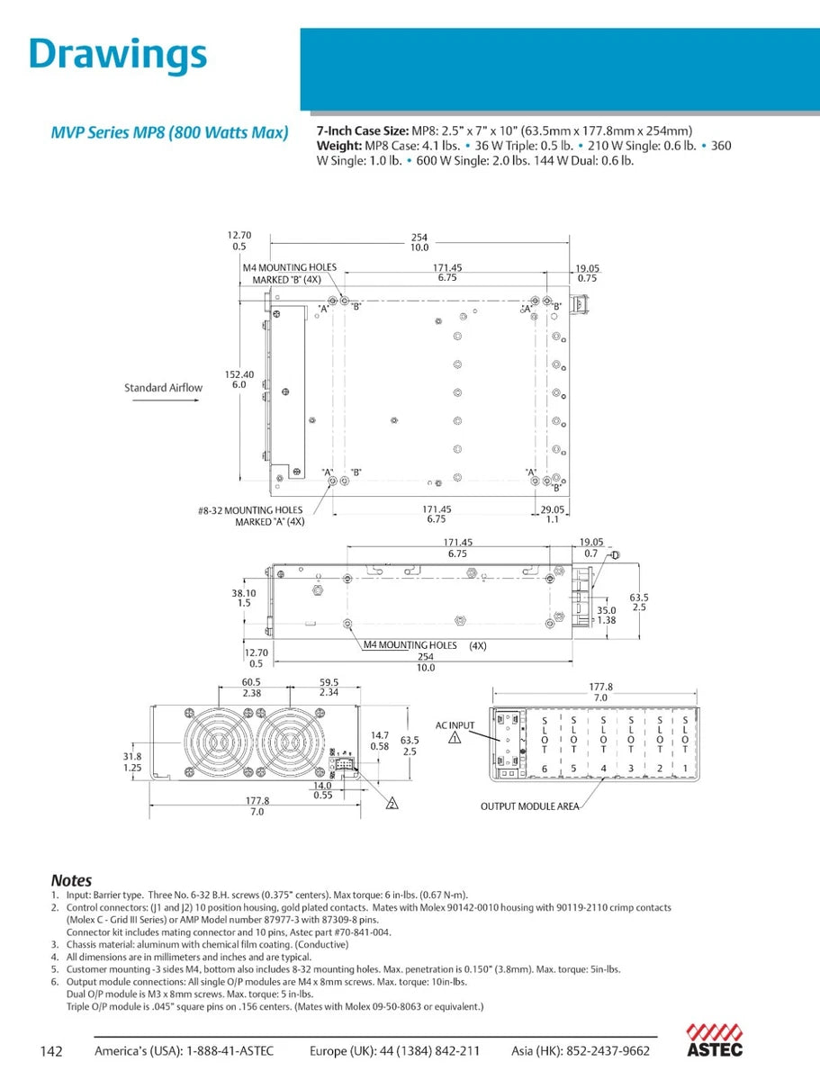 Astec MVP Series MP6-2Q-1G-1H-NNN-0N-700 Modular Switching Power Supply 6 Output