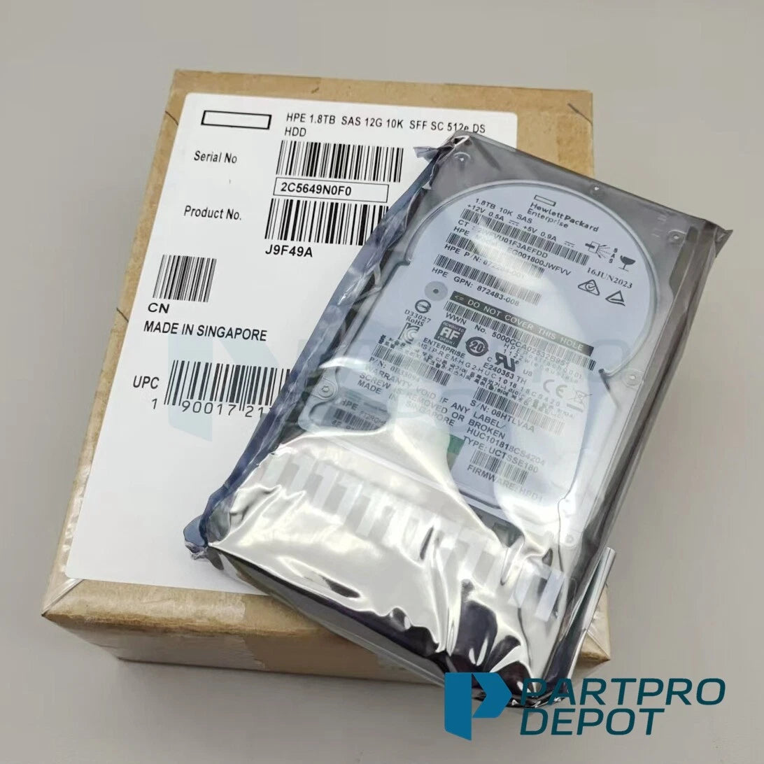New HPE J9F49A 787649-001 MSA 1.8TB 2.5" SAS 10K 12G SFF BC HDD Hard Drive|196960089985