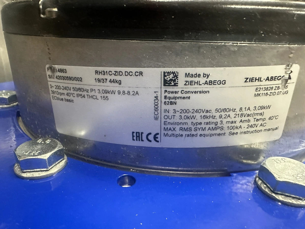 NEW ZIEHL ABEGG RH31C-ZID.DC.CR CENTRIFUGAL FAN