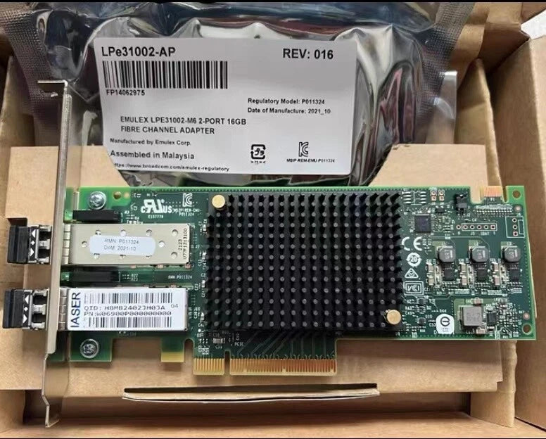 LPe31002-AP Dual Port 16Gb NEW Emulex SFP+ FC PCIe Host Bus Adapter HBA RXNT1