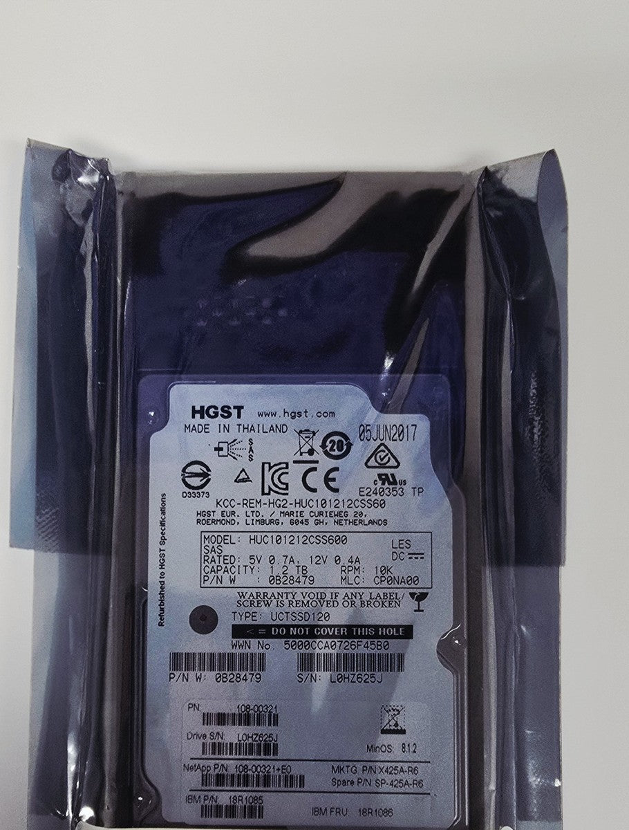 NetApp X425A-R6 ST1200MM0007 1.2TB 10K 6Gbps 2.5" SAS Hard Drive HDD 108-00321