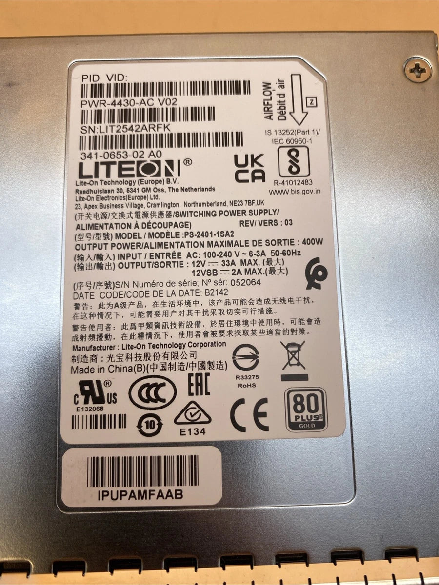 Cisco PWR-4430-AC 341-0653-01 400W Power Supply For ISR4430 Series Router|326430805899