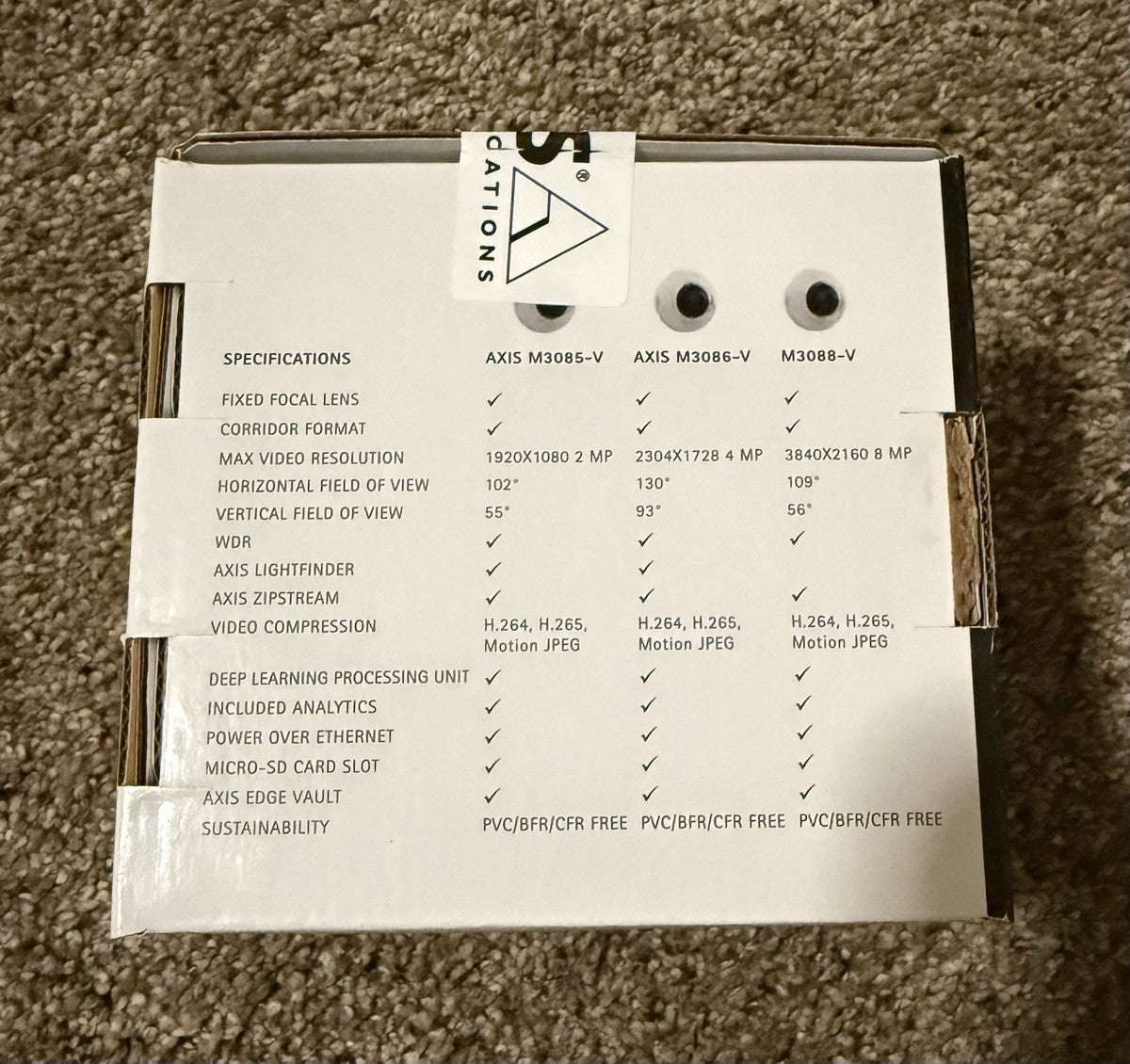 Axis Communication M3088-V PoE Indoor Dome Camera
