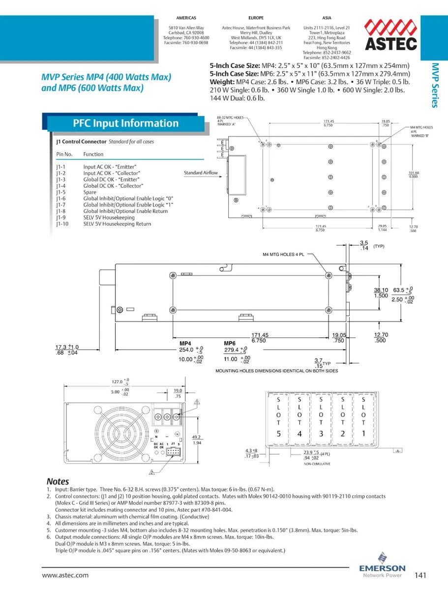 Astec MVP Series MP6-1Z-1F-1F-1W-4NN-0M Modular Switching Power Supply 6 Outputs