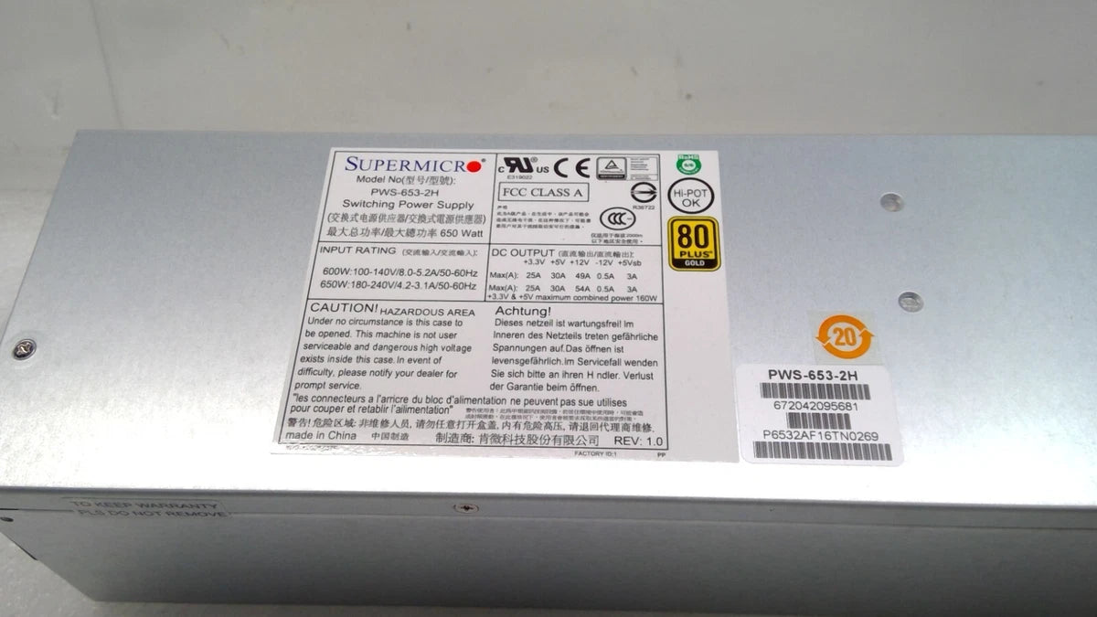 Supermicro PWS-653-2H 650W Power Supply CSE-825 CSE-826 X9 X10|326493976465