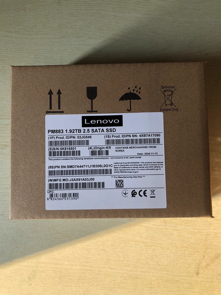NEW Lenovo ThinkSystem 02JG546 4XB7A17090 2.5" 1.92TB SATA 6G SFF Server SSD