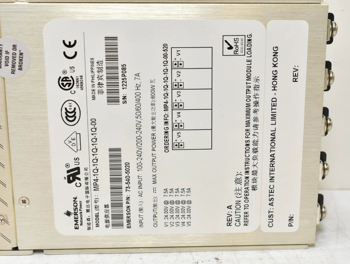 Emerson Networks Astec MP4-1Q-1Q-1Q-1Q-1Q-00 / 24V @ 7.5A Power Supply|157263610165