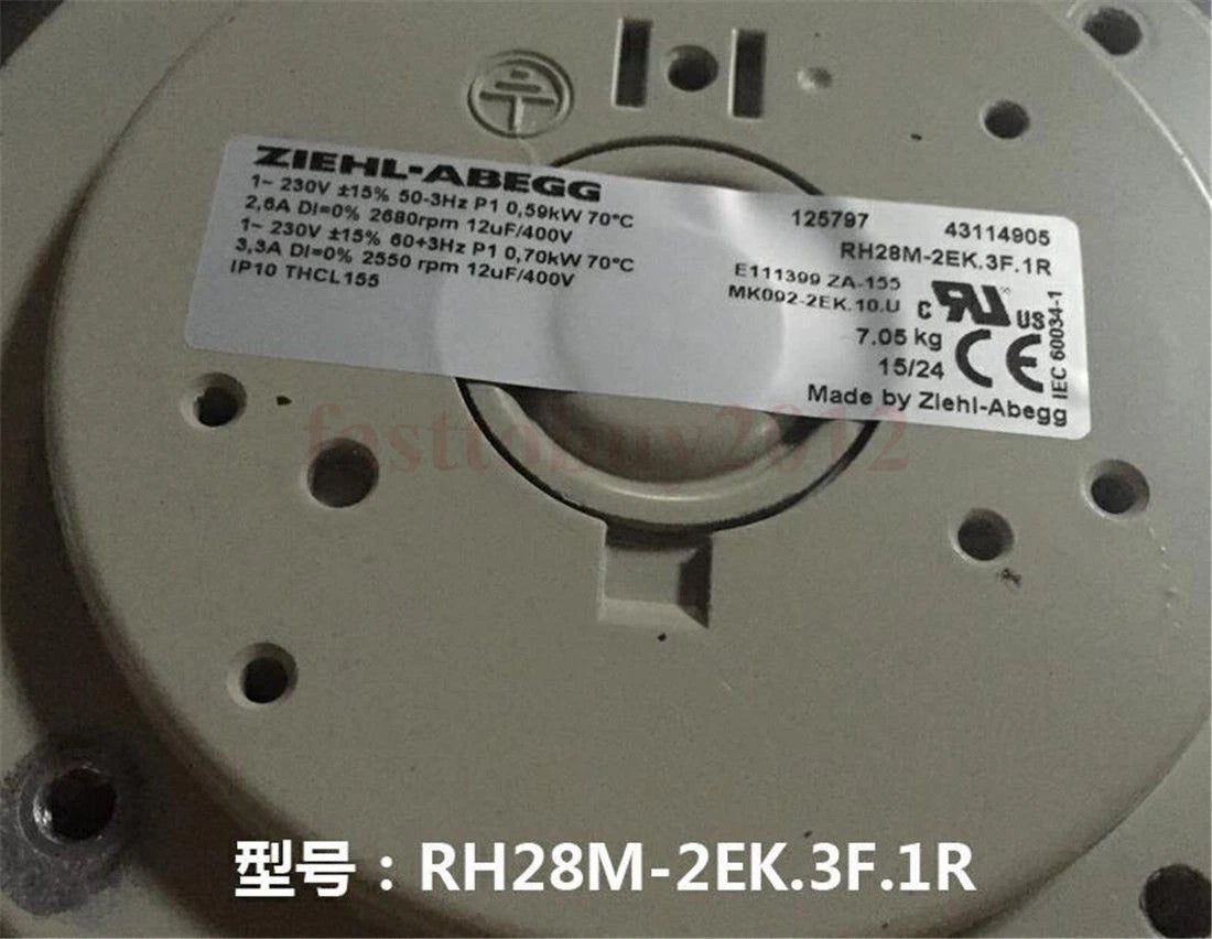ZIEHL-ABEGG RH28M-2EK.3F.1R Centrifugal Fan for Siemens 6ES70 VFD 6SY7000-0AE32