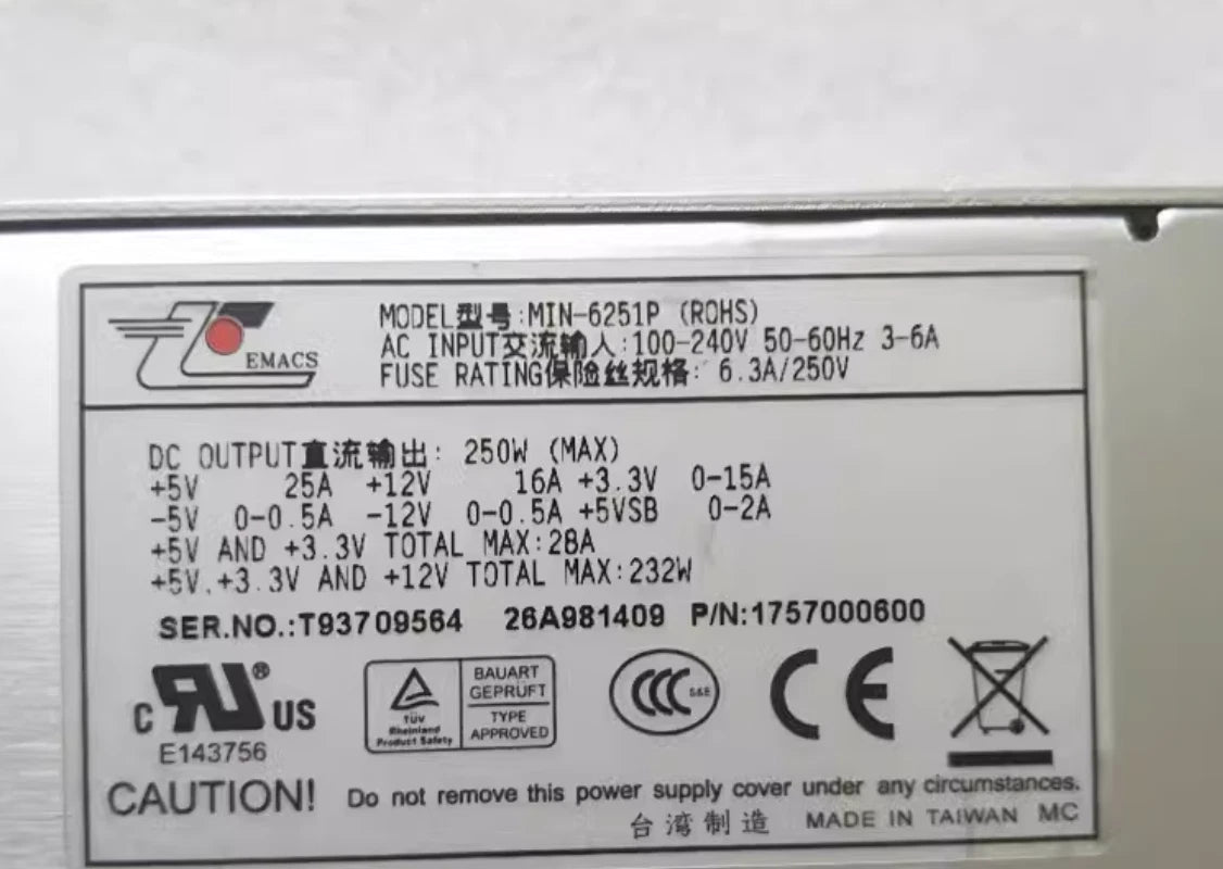 1pc ZIPPY EMACS MIN-6251P 250W server redundant power supply Module @ya|375638918720