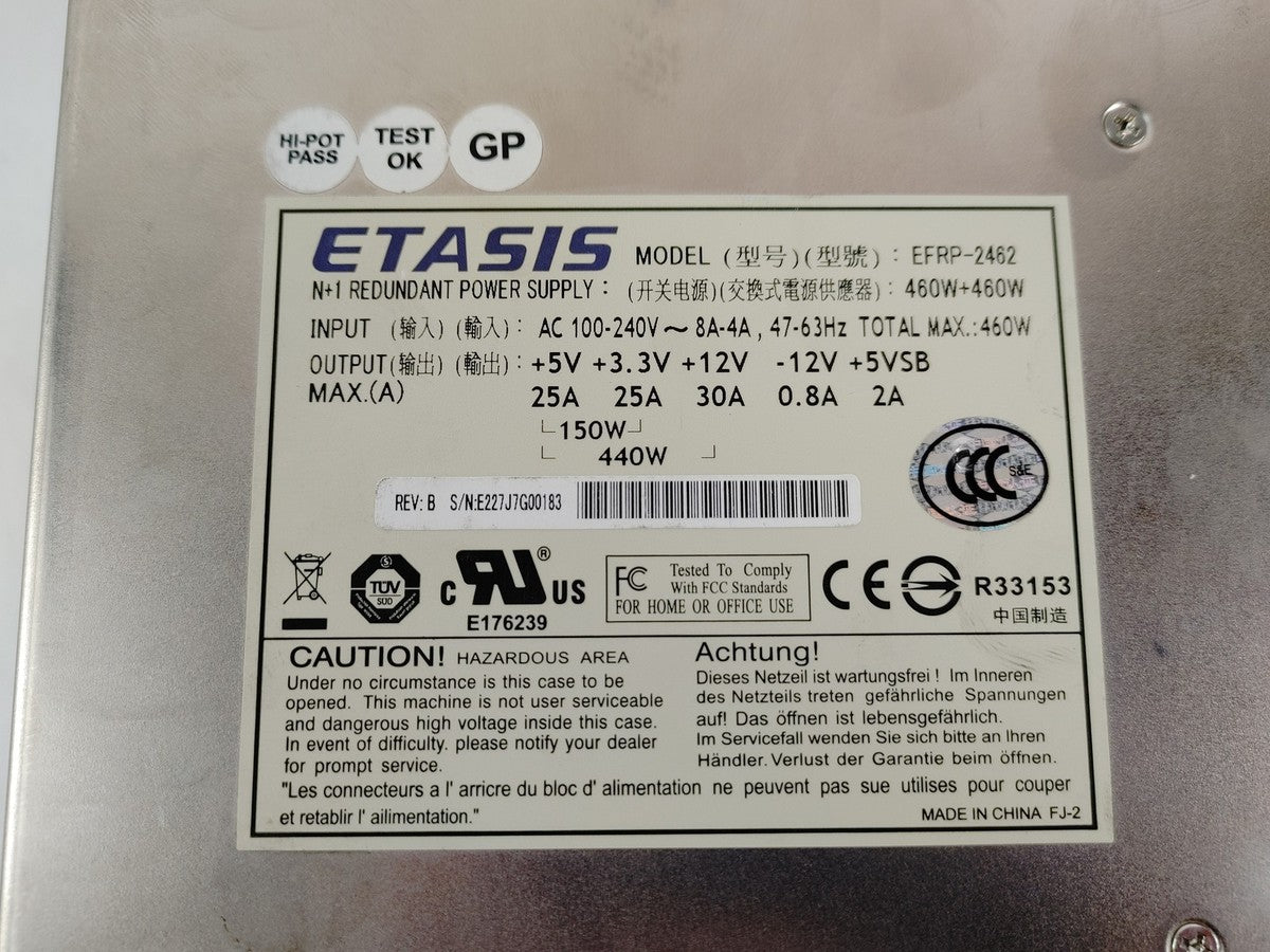 Etasis EFRP-2462 460 W 24 Pin Mini Redundant Server Power Supply Cage|389544354448
