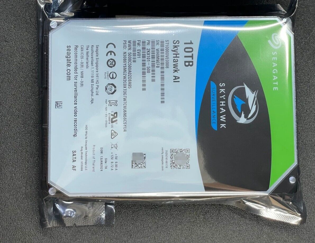 Seagate 10TB ST10000VE0008 SkyHawk AI SATAIII 3.5" 256MB Internal Hard Drive
