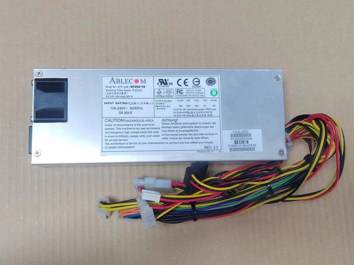 1X PWS-0055 ABLECOM SP262-1S 260W 1U MULTI-OUTPUT SWITCHING POWER SUPPLY