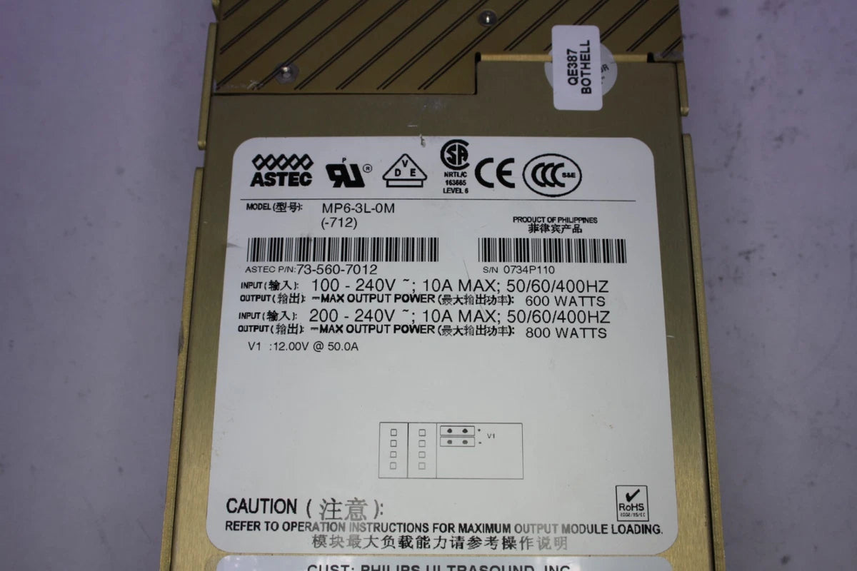 Astec Emerson MVP Series MP6-3L-0M Modular Switching Power Supply 600W 12V 50A