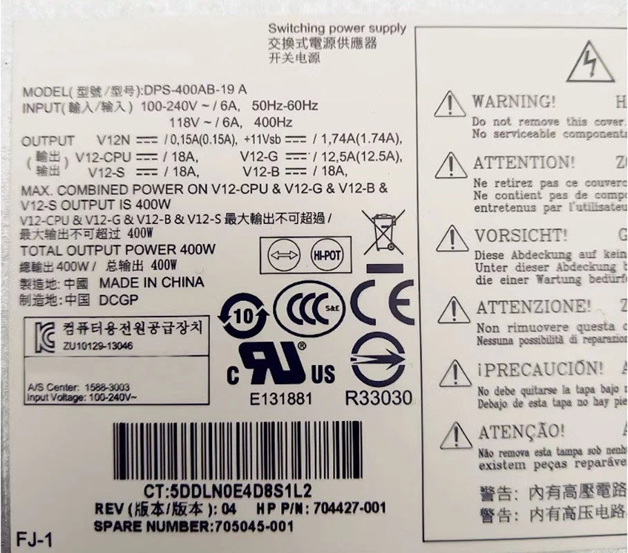 1PC 704427-001 705045-001 DPS-400AB-19 A 400W For HP Z230 CMT Power Supply