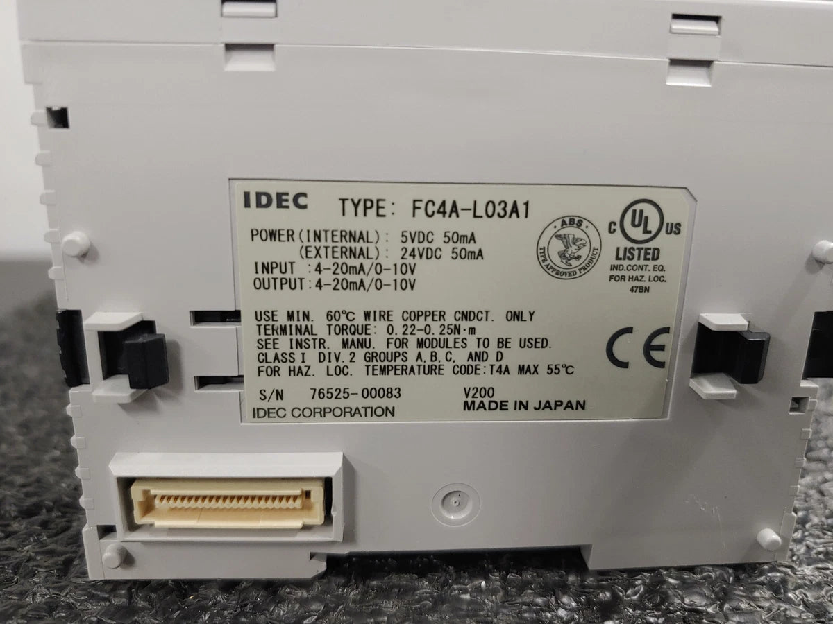 IDEC FC4A-L03A1 MicroSmart Analog I/O Module|388076974106