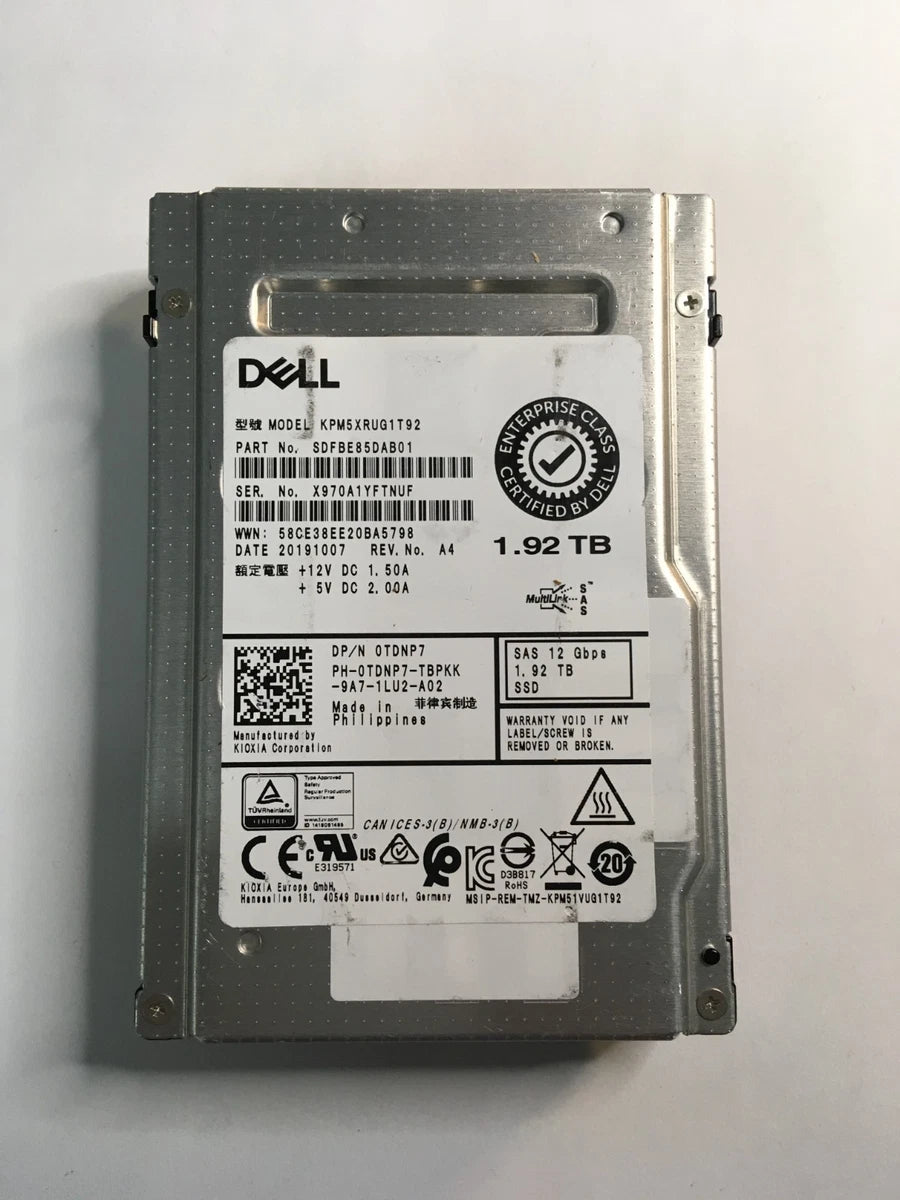 *LOT OF 7* DELL 1.92TB 12G 2.5" SAS SSD KPM5XRUG1T92 DP/N 0TDNP7 *88-89% HEALTH*|227118186360