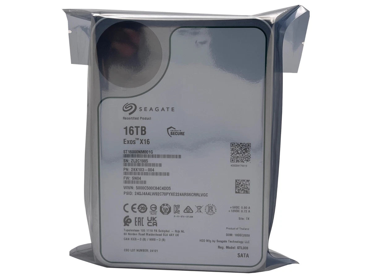 Seagate Exos X16 ST16000NM001G 16TB 512E SATA 6Gb/s 3.5" Enterprise Hard Drive