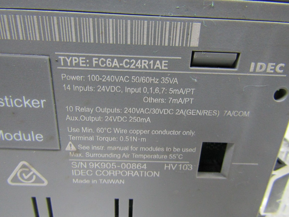 🔥IDEC MICROSMART FC6A-C24R1AE & IDEC FC6A-J8CU1|325656594953